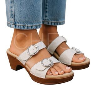 DANSKO Sophie Sandals White Floral Embossed Leather 30/9 Comfort Orthotic